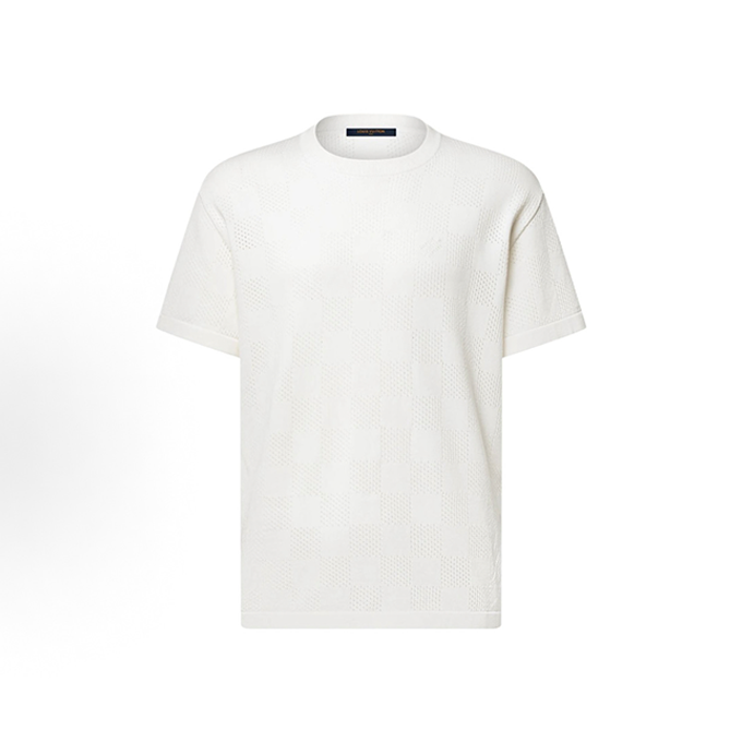 lv louis vuitton damier hollow knit short sleeve t-shirt